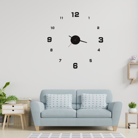 Duży Zegar Ścienny naklejany regulowany czarny 70 - 130 cm Duży Zegar Ścienny naklejany regulowany czarny 70 - 130 cm