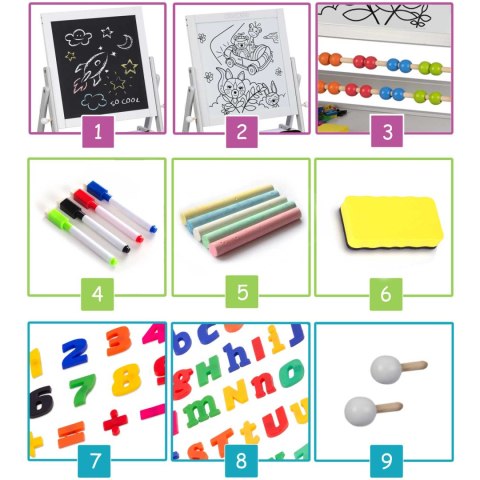 Ricokids Duża Tablica Magnetyczna Drewniana dla Dzieci 4w1 Szara Ricokids Duża Tablica Magnetyczna Drewniana dla Dzieci 4w1 Szara