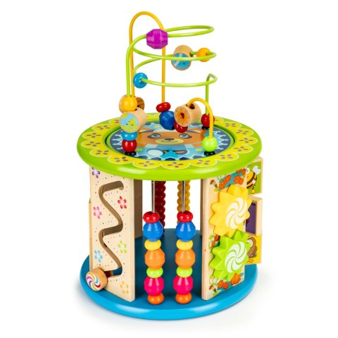 Drewniana Kostka Edukacyjna ECOTOYS Łowienie Ryb, Zegar, Labirynt, Sorter I Gry
