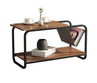 Stolik Kawowy Styl Loft Z Dwoma Poziomami – Metalowy Stelaż ModernHome