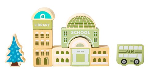 Drewniane Klocki Edukacyjne Miasto z Matą 121 Elementów ECOTOYS Drewniane Klocki Edukacyjne Miasto z Matą 121 Elementów ECOTOYS