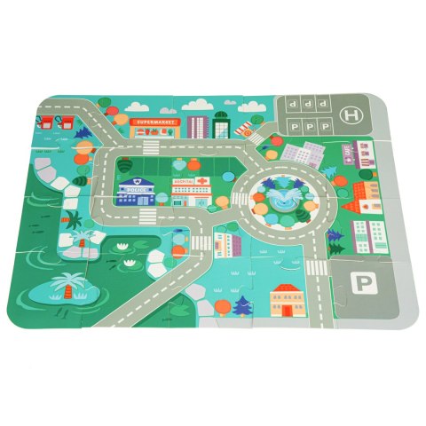 Drewniane Klocki Edukacyjne Miasto z Matą 121 Elementów ECOTOYS Drewniane Klocki Edukacyjne Miasto z Matą 121 Elementów ECOTOYS