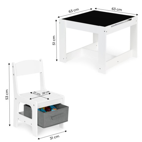 Komplet Mebli Dziecięcych Drewnianych ECOTOYS – Stolik z Tablicą i Krzesła