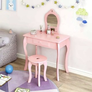 Drewniana Toaletka Z Taboretem ECOTOYS – Idealna Dla Małych Księżniczek