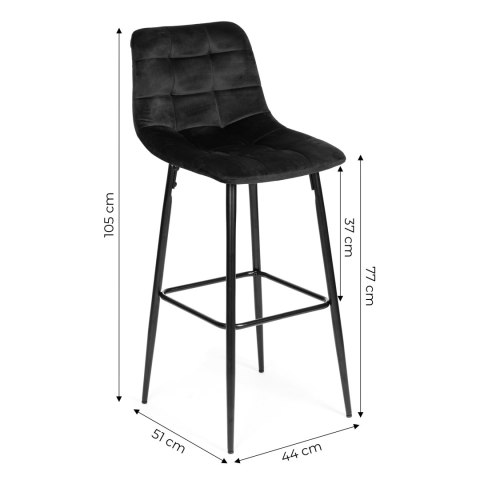 Hoker Stołek Barowy ModernHome Welur – Do Kuchni, Jadalni, Baru, Restauracji