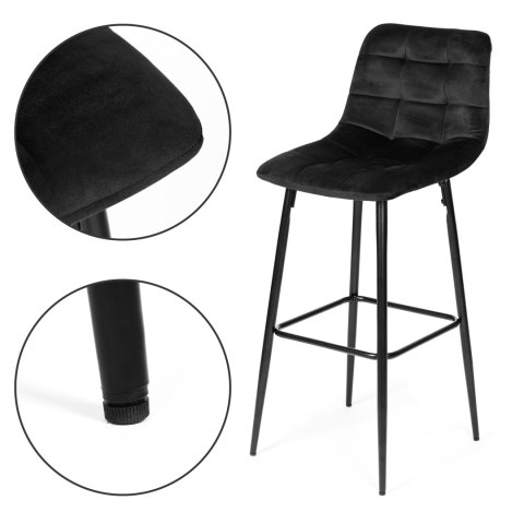 Hoker Stołek Barowy ModernHome Welur – Do Kuchni, Jadalni, Baru, Restauracji