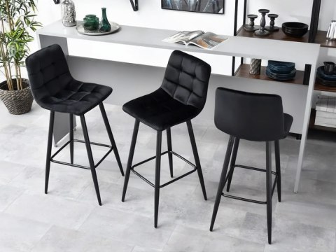 Hoker Stołek Barowy ModernHome Welur – Do Kuchni, Jadalni, Baru, Restauracji