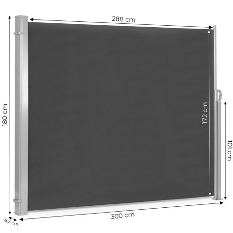 Roleta Boczna na Taras i Balkon – Antracytowa Markiza 180x300 cm