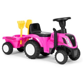 Traktor Jeździk New Holland z przyczepką i Akcesoriami Różowy