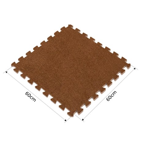 Mata Piankowa Puzzle Massido – 6 Szt., 60x60 cm, Brązowa