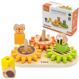 Drewniany Sorter Viga Kształty i Mechanizmy – Montessori Koła Zębate