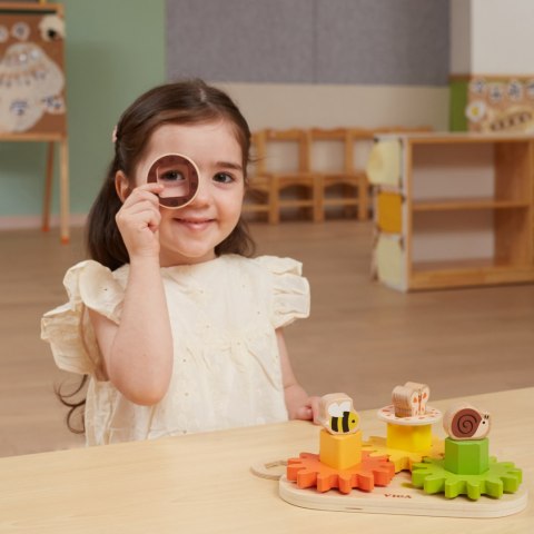 Drewniany Sorter Viga Kształty i Mechanizmy – Montessori Koła Zębate