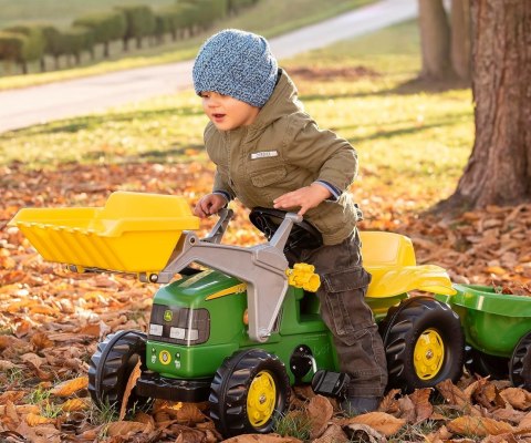 Rolly Toys 811496 Traktor Rolly Junior John Deere z łyżką i przyczepą