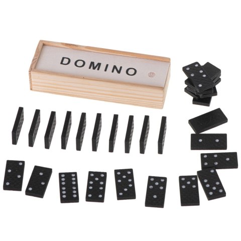 Domino drewniane gra rodzinna edukacyjna z etui klocki z drewna do gry