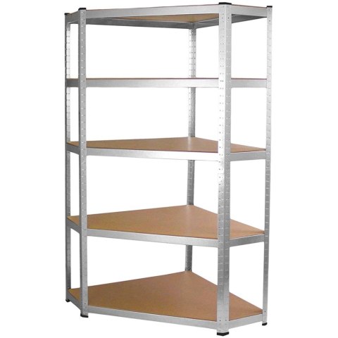 Narożny Regał Magazynowy 180x90x30 cm – Stal Ocynkowana, MDF Narożny Regał Magazynowy 180x90x30 cm – Stal Ocynkowana, MDF