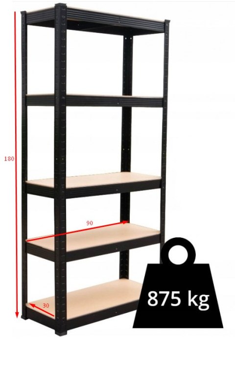 Regał Magazynowy 180x90x30 cm – Stal Ocynkowana, MDF Regał Magazynowy 180x90x30 cm – Stal Ocynkowana, MDF