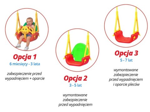 Huśtawka kubełkowa modułowa 3w1 Edu-Play Jumbo - do domu i ogrodu Huśtawka kubełkowa modułowa 3w1 Edu-Play Jumbo - do domu i ogrodu