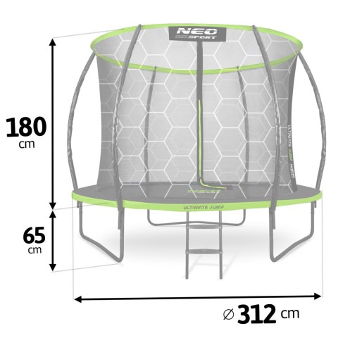 Trampolina ogrodowa profilowana 10ft/312cmz siatką wewnętrzną Neo-Sport