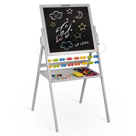 Ricokids Duża Tablica Magnetyczna Drewniana dla Dzieci 4w1 Szara Ricokids Duża Tablica Magnetyczna Drewniana dla Dzieci 4w1 Szara