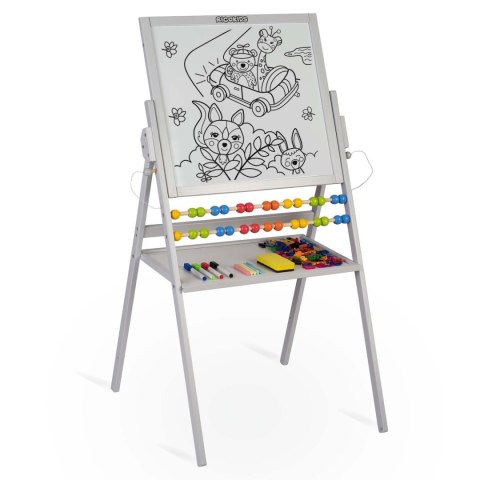 Ricokids Duża Tablica Magnetyczna Drewniana dla Dzieci 4w1 Szara Ricokids Duża Tablica Magnetyczna Drewniana dla Dzieci 4w1 Szara