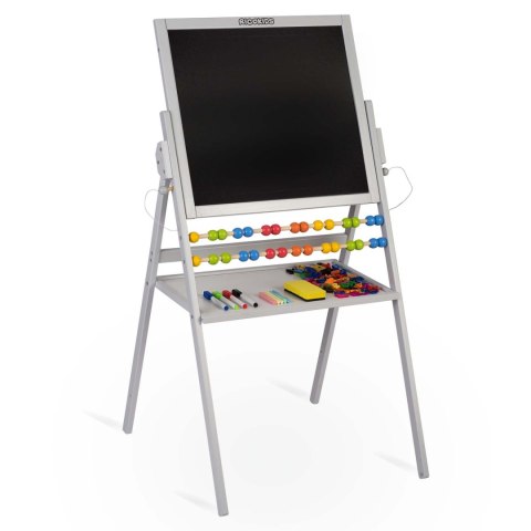 Ricokids Duża Tablica Magnetyczna Drewniana dla Dzieci 4w1 Szara Ricokids Duża Tablica Magnetyczna Drewniana dla Dzieci 4w1 Szara