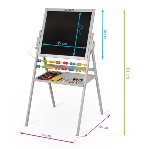 Ricokids Duża Tablica Magnetyczna Drewniana dla Dzieci 4w1 Szara Ricokids Duża Tablica Magnetyczna Drewniana dla Dzieci 4w1 Szara