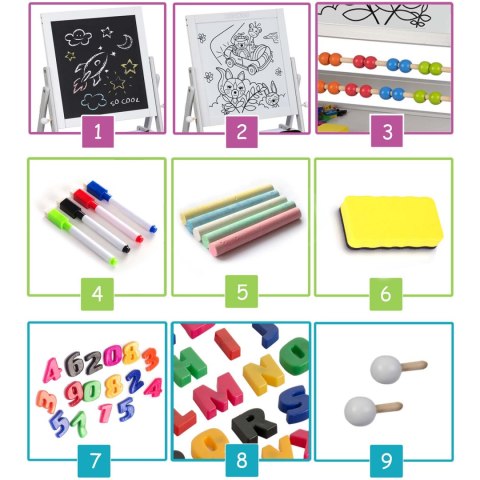 Ricokids Duża Tablica Magnetyczna Drewniana dla Dzieci 4w1 Szara Ricokids Duża Tablica Magnetyczna Drewniana dla Dzieci 4w1 Szara