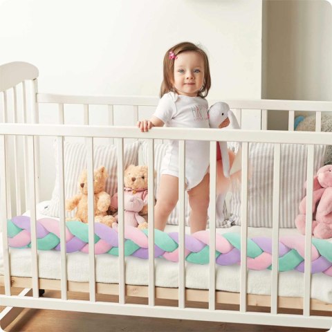 Otulacz do łóżeczka Ricokids – pleciony ochraniacz warkocz 3m miętowo-różowo-fioletowy Otulacz do łóżeczka Ricokids – pleciony ochraniacz warkocz 3m miętowo-różowo-fioletowy