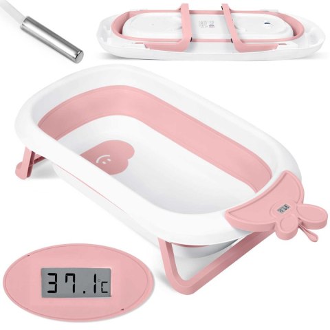 Wanienka dla niemowląt z termometrem LCD RK-282 biało-różowa Wanienka dla niemowląt z termometrem LCD RK-282 biało-różowa