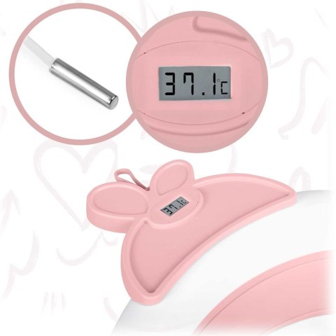 Wanienka dla niemowląt z termometrem LCD RK-282 biało-różowa Wanienka dla niemowląt z termometrem LCD RK-282 biało-różowa
