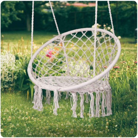 Huśtawka Ogrodowa Bocianie Gniazdo - Fotel Wiszący BOHO Beżowy Huśtawka Ogrodowa Bocianie Gniazdo - Fotel Wiszący BOHO Beżowy