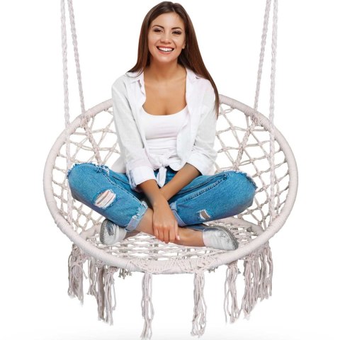 Huśtawka Ogrodowa Bocianie Gniazdo - Fotel Wiszący BOHO Beżowy Huśtawka Ogrodowa Bocianie Gniazdo - Fotel Wiszący BOHO Beżowy