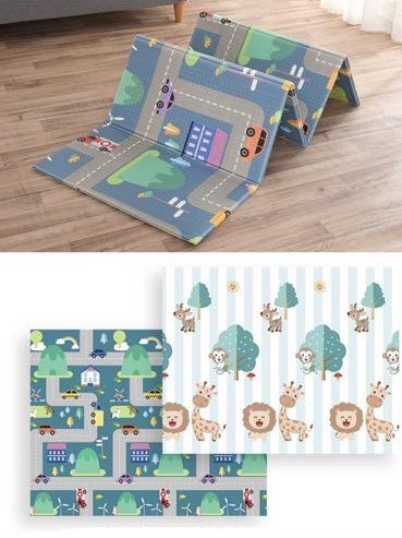 Dwustronna Mata Piankowa Dla Dzieci 150x200 cm – Ulica i Zwierzęta Dwustronna Mata Piankowa Dla Dzieci 150x200 cm – Ulica i Zwierzęta