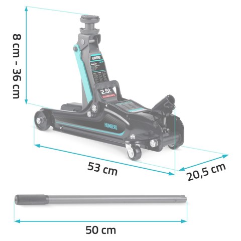 Podnośnik Hydrauliczny Humberg HM-380 niskoprofilowy 2,5T, 80-360 mm Podnośnik Hydrauliczny Humberg HM-380 niskoprofilowy 2,5T, 80-360 mm