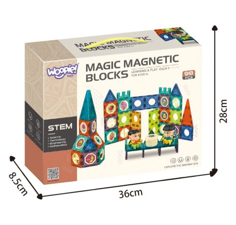 Klocki Magnetyczne WOOPIE 98 el. – Zamek Z Figurkami, Klocki Magnetyczne WOOPIE 98 el. – Zamek Z Figurkami,