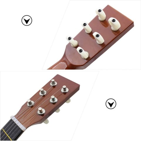 Drewniana Gitara Akustyczna Dla Dzieci Coffee - 6 Strun + Akcesoria