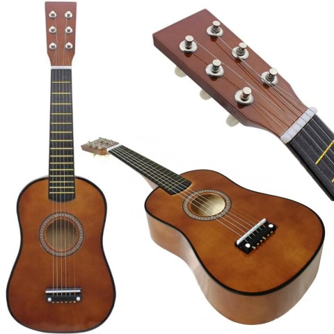 Drewniana Gitara Akustyczna Dla Dzieci Coffee - 6 Strun + Akcesoria