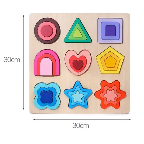 Puzzle Edukacyjne Montessori – Dopasowywanie Figur i Kształtów z Drewna Puzzle Edukacyjne Montessori – Dopasowywanie Figur i Kształtów z Drewna