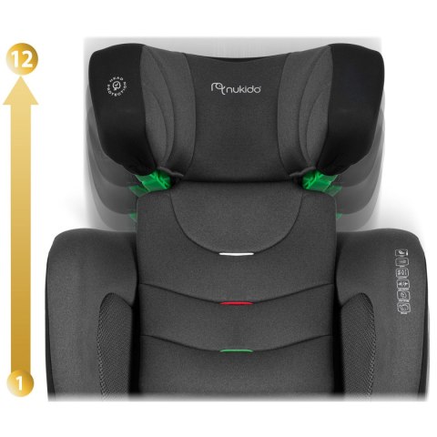 Fotelik samochodowy Nukido Louis ISOFIX i-Size (15-36 kg)- czarno szary Fotelik samochodowy Nukido Louis ISOFIX i-Size (15-36 kg)- czarno szary