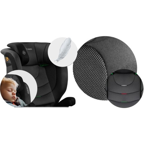 Fotelik samochodowy Nukido Louis ISOFIX i-Size (15-36 kg)- czarno szary Fotelik samochodowy Nukido Louis ISOFIX i-Size (15-36 kg)- czarno szary