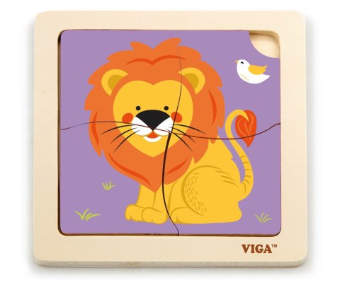 Drewniane Puzzle na podkładce Viga - Lew Drewniane Puzzle na podkładce Viga - Lew