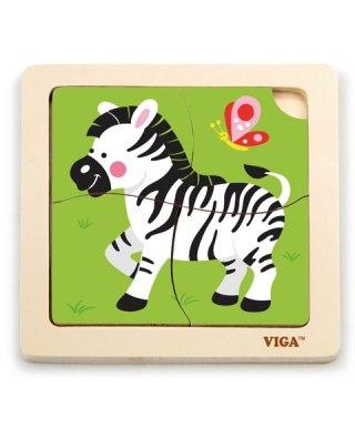 Drewniane Puzzle na podkładce Viga - Zebra