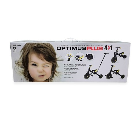 Milly Mally Optimus Plus Rowerek 4w1 Trójkołowy Biegowy Z Rączką Black