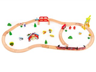 Drewniana Kolejka na Baterie – Farma ECOTOYS – 53 Elementy