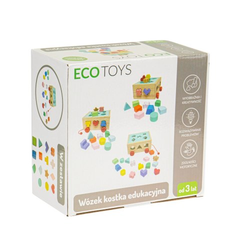 Drewniany Wózek Sorter Dla Dzieci – Kolorowe Klocki, Nauka Poprzez Zabawę ECOTOYS Drewniany Wózek Sorter Dla Dzieci – Kolorowe Klocki, Nauka Poprzez Zabawę ECOTOYS