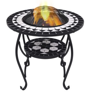 Palenisko z Grillem i Stolikiem – Ozdobna Mozaika, Czarno-Białe, 68 cm