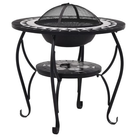 Palenisko z Grillem i Stolikiem – Ozdobna Mozaika, Czarno-Białe, 68 cm Palenisko z Grillem i Stolikiem – Ozdobna Mozaika, Czarno-Białe, 68 cm