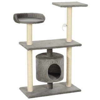 Drapak Dla Kota Wielopoziomowy Szary 70x45x95 Cm Z Domkiem i Platformami