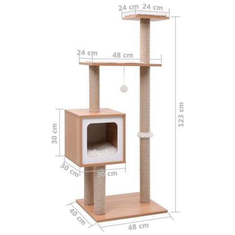 Drapak dla kota z domkiem, sizalową matą i poduszkami – wysokość 123 cm Drapak dla kota z domkiem, sizalową matą i poduszkami – wysokość 123 cm