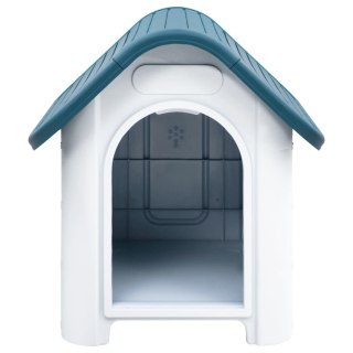 Buda Dla Psa Z Tworzywa PP – Wytrzymała, Wentylowana, 59x75x66 cm, Niebiesko-Biała